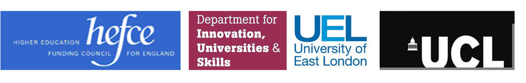 Logos - HEFCE, Department for Innovation, Universities and Skills, UEL, UCL