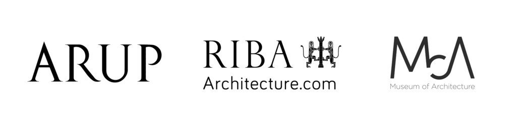 Sponsor logos ARUP, RIBA, Museum of Architecture