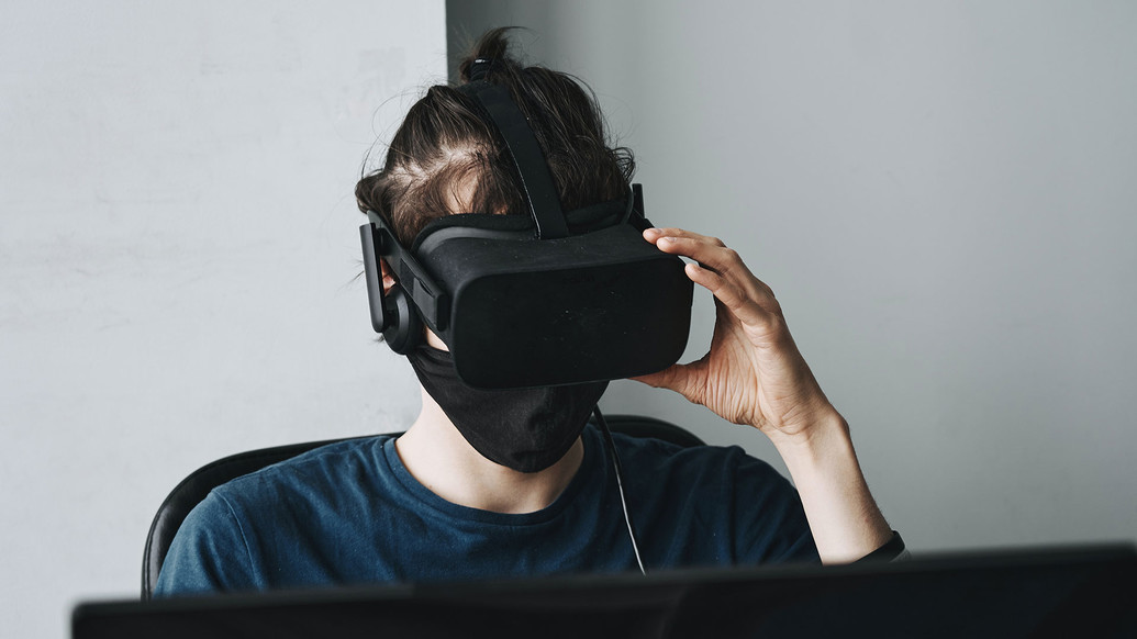 Person wearing a VR headset