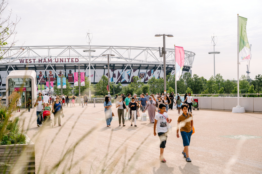 Visitors at the Olympic Park stadium