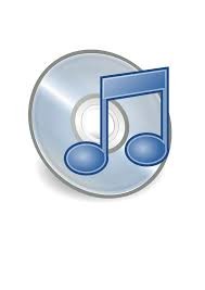 Clip art image of a CD with a music note in front