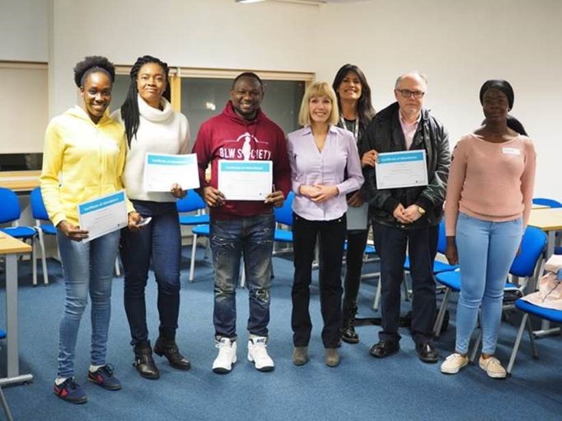 UEL students with their certificates from Career Zone